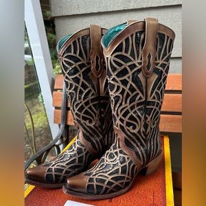 Gold and Black Corral Boots Size 8